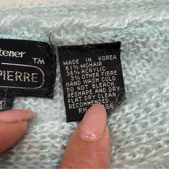 Vintage 80’s Renee Tener Blue Pastel Floral Mohair Blend Sweater Size Medium - Picture 4 of 14